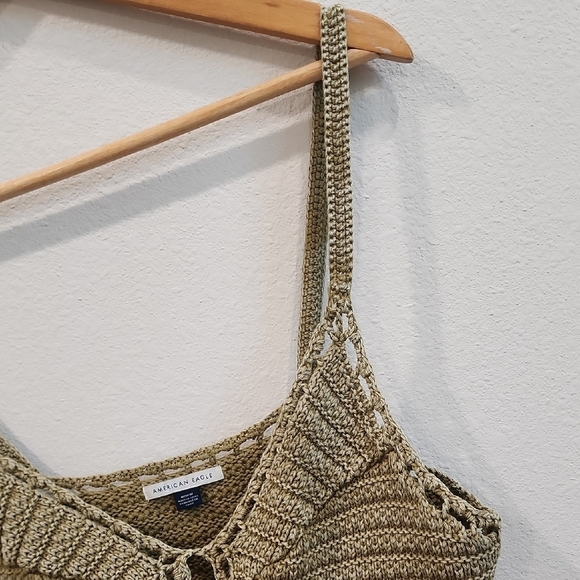 American Eagle Outfitters Olive Green Crochet Crop Top - Picture 5 of 8